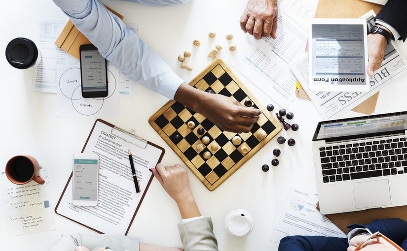 Two people playing chess